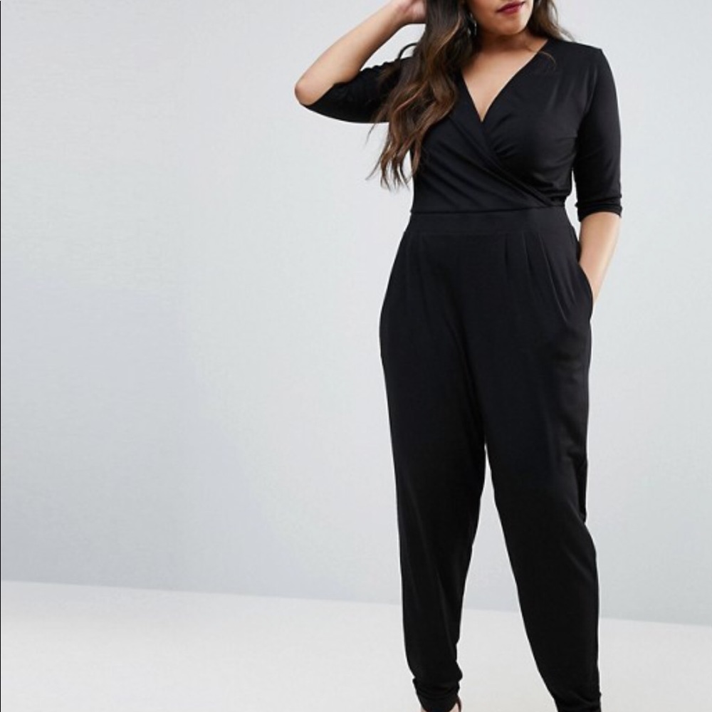 Asos Curve Wrap Jumpsuit w/ 3/4 Sleeve